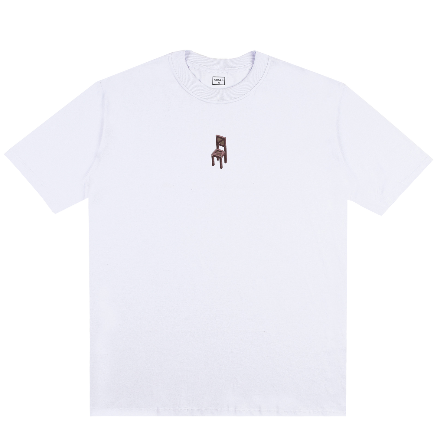 wooden structure chair t-shirt white